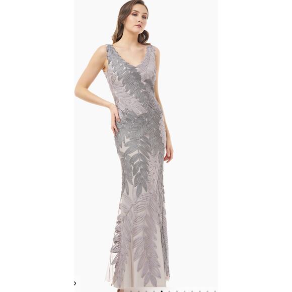 J S Collections Soutache Embroidered Leaf Gown Dress Mother of the Bride Sz  14 Women